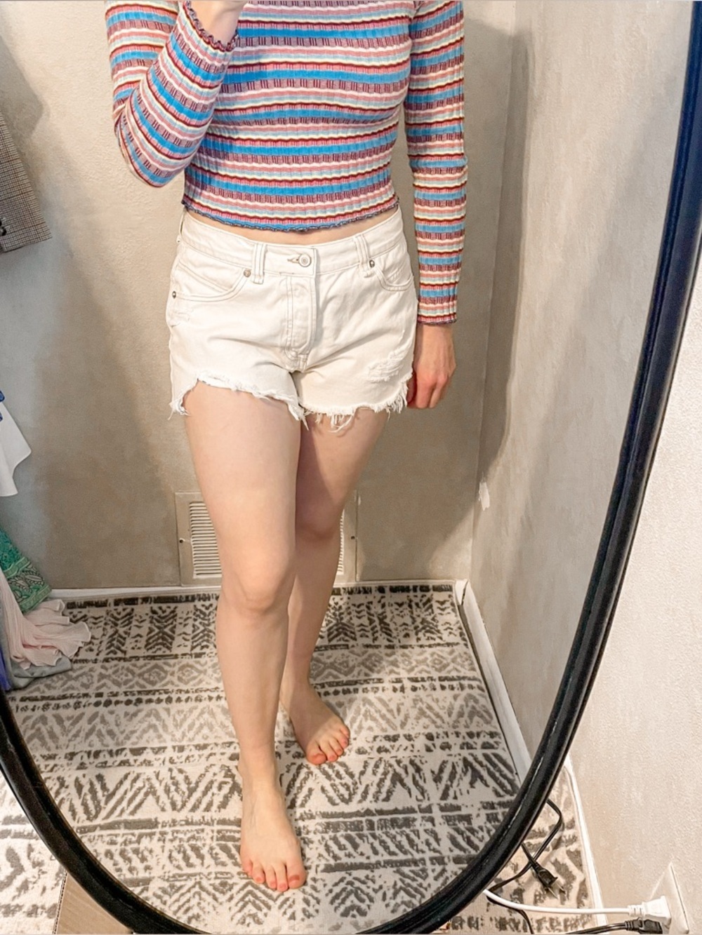 Free People Now or Never Denim Shorts in Ecru